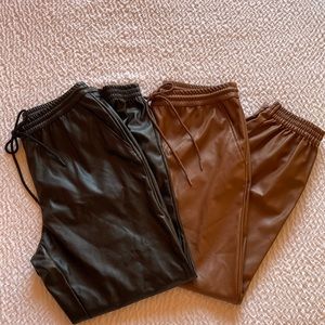 Faux leather jogger set